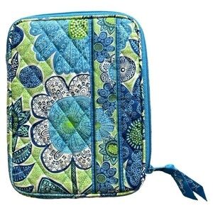 Vera Bradley‎ Doodle Daisy Tablet E Reader Tech Case Zip Close Blue Green